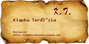 Klapka Terézia névjegykártya